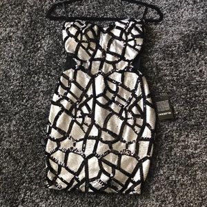 Black and silver mink dress